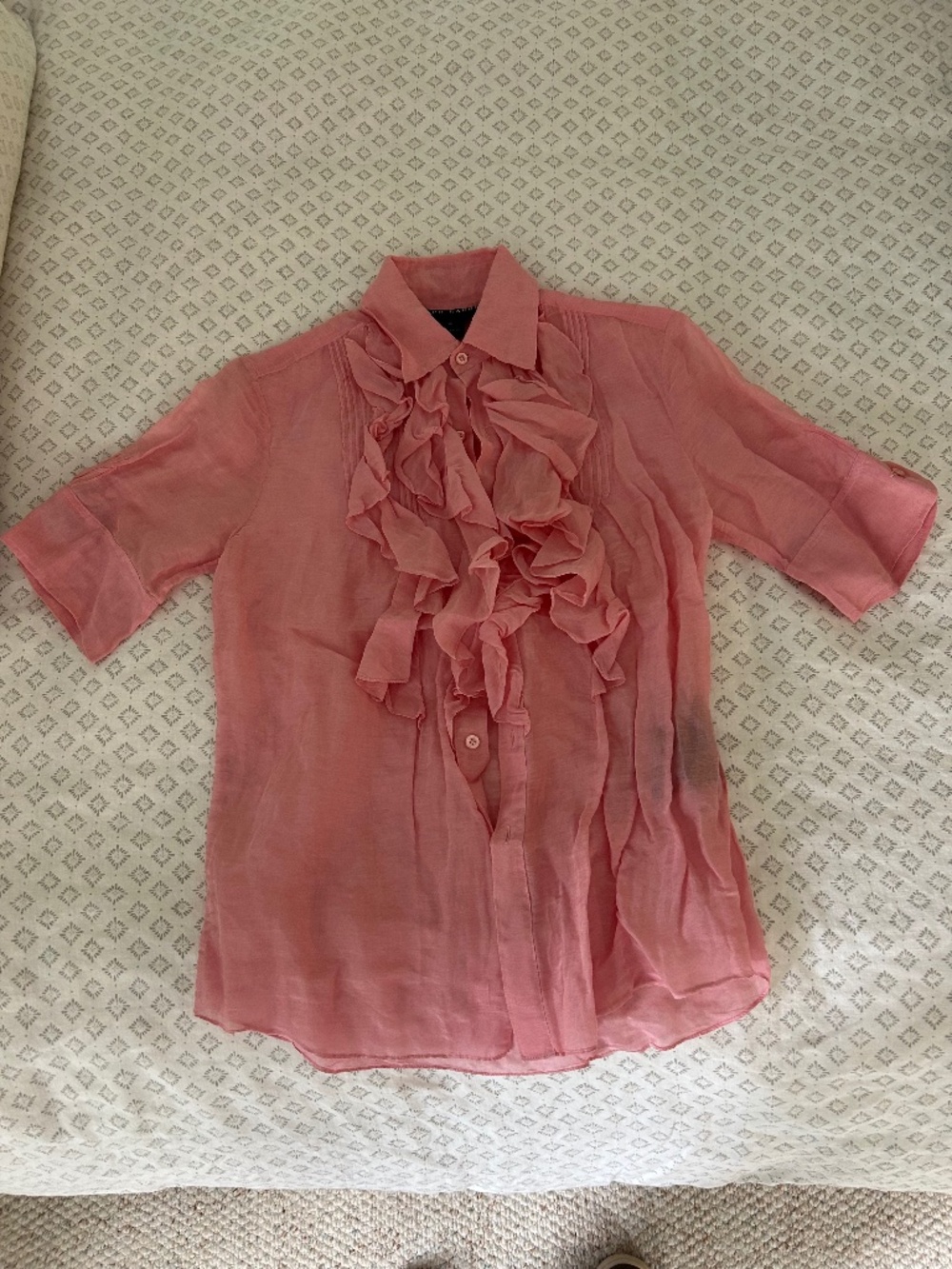 Ralph Lauren pink ruffle blouse